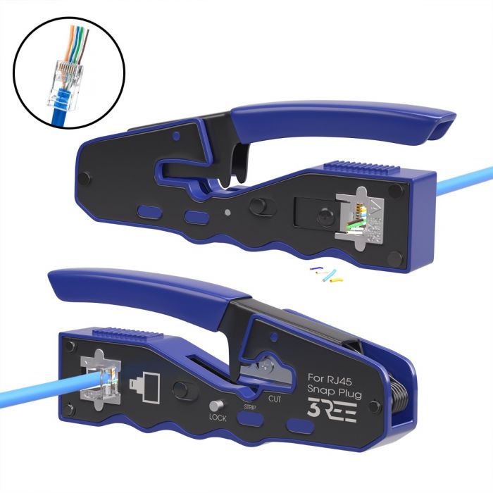 Professional RJ45 Crimping Tool Crimper for CAT6a CAT6 CAT5e CAT5 Pass Through Connectors