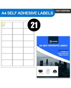 A4 Label Sheets 21 Labels Per Sheet 64 x 38mm - 100 Sheets
