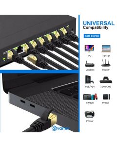 20m CAT7 High Speed Shielded Ethernet Cable 1000MHz 10Gbps  RJ45 - Black