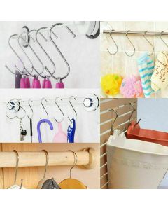 10 Medium Stainless Steel S Hooks, For Kitchen Utensil, Hanging Clothes