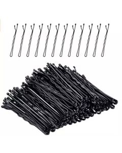 36 Waved Hair Pins Black Blonde Brown Bun Pins Hair Slides Kirby Grips 6.5cm (Black)
