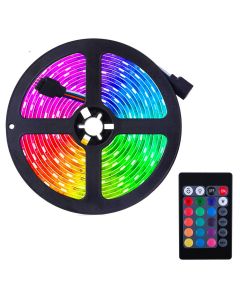 5M RGB LED Colour Changing Strip Light + Black 24 Key Controller