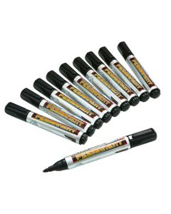 Pack of 10 Permanent Marker Pens Black - Bullet Tip