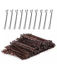 36 Waved Hair Pins Black Blonde Brown Bun Pins Hair Slides Kirby Grips 6.5cm (Brown)