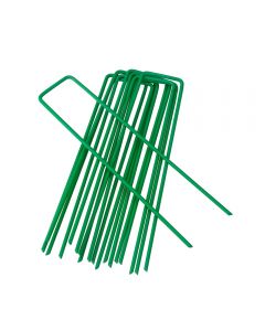 100 Green Galvanised Grass Pins 150mm