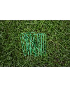 100 Green Galvanised Grass Pins 150mm