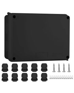 IP65 Waterproof Junction Box Large ABS Electrical Box, Outdoor Cable Connector Black (150x110x70mm)