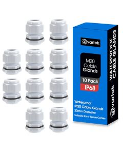 10 Pack M20 20mm IP68 Waterproof White Cable Glands