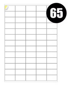 A4 Label Sheets 65 Labels Per Sheet 38.1 x 21.2mm - 100 Sheets