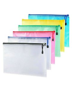 6 x A4 Plastic Zip File Bags Storage Document Folder Protective Wallet Pocket 