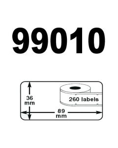 Dymo 99010 / S0722370 Compatible Labels, 89mm x 28mm, 130 Labels, White, Permanent