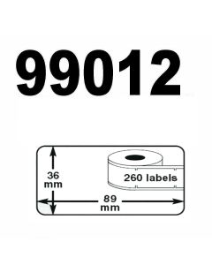Dymo 99012 / S0722400 Compatible Labels, 89mm x 36mm, 260 Labels, White, Permanent