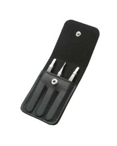 Tweezers Set 3 Piece Professional Stainless Steel Eyebrow Hair Pluckers + Case