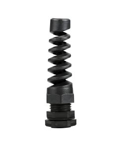 AVARTEK IP68 PG9 Nylon Spiral Gland, 4 - 8mm Cable Range - Black