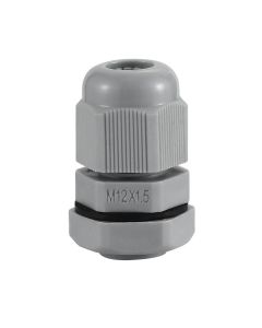 M12 IP68 Compression Cable Gland 3mm - 6.5mm with Locknut, Conduit Size 12mm - Grey 
