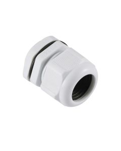 PG24 IP68 Compression Cable Gland 15mm - 20mm with Locknut, Conduit Size 27mm - White