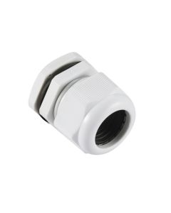PG25 IP68 Compression Cable Gland 16mm - 21mm with Locknut, Conduit Size 30mm - White