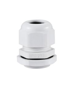 PG21 IP68 Compression Cable Gland 13mm - 18mm with Locknut, Conduit Size 28.3mm - White