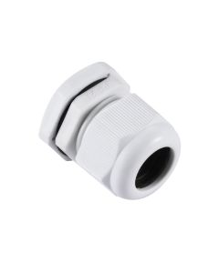PG21 IP68 Compression Cable Gland 13mm - 18mm with Locknut, Conduit Size 28.3mm - White