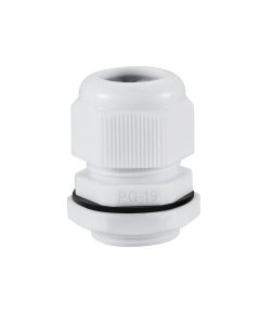 PG19 IP68 Compression Cable Gland 12mm - 16mm with Locknut, Conduit Size 24mm - White