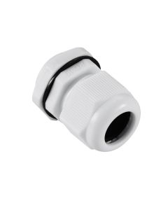 PG19 IP68 Compression Cable Gland 12mm - 16mm with Locknut, Conduit Size 24mm - White