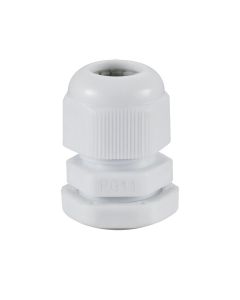 PG11 IP68 Compression Cable Gland 5mm - 10mm with Locknut, Conduit Size 18.5mm - White