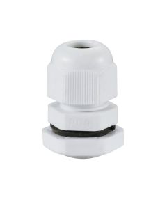 PG9 IP68 Compression Cable Gland 4mm - 8mm with Locknut, Conduit Size 15.2mm - White