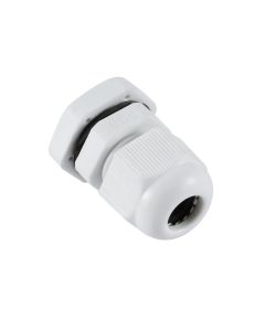 PG9 IP68 Compression Cable Gland 4mm - 8mm with Locknut, Conduit Size 15.2mm - White