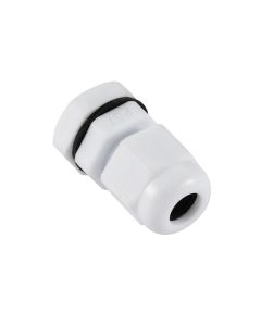 PG7 IP68 Compression Cable Gland 3mm - 6.5mm with Locknut, Conduit Size 12.5mm - White