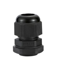 M18 IP68 Nylon Cable Gland 5mm - 10mm with Locknut, Conduit Size 9mm