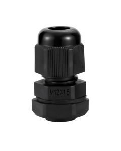 M12 IP68 Compression Cable Gland 3mm - 6.5mm with Locknut, Conduit Size 12mm - White