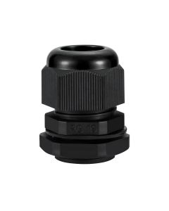 PG19 IP68 Compression Cable Gland 12mm - 16mm with Locknut, Conduit Size 24mm - Black