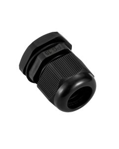 PG19 IP68 Compression Cable Gland 12mm - 16mm with Locknut, Conduit Size 24mm - Black