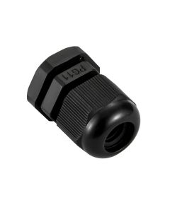 PG11 IP68 Compression Cable Gland 5mm - 10mm with Locknut, Conduit Size 18.5mm - Black