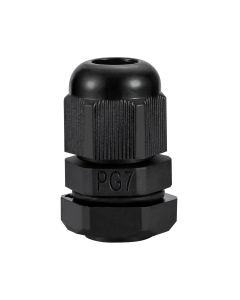 PG7 IP68 Compression Cable Gland 3mm - 6.5mm with Locknut, Conduit Size 12.5mm - Black