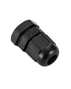 PG7 IP68 Compression Cable Gland 3mm - 6.5mm with Locknut, Conduit Size 12.5mm - Black