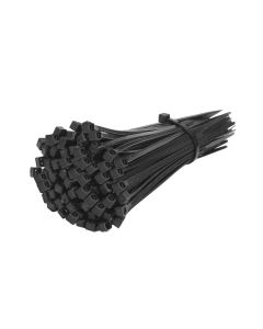 100mm x 2.5mm Strong Black Nylon Cable Tie Wraps  - Pack of 100