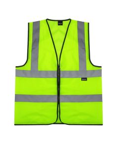 Hi Vis Vest Vest Yellow - High Viz Visibility Work Safety Waistcoat - Large