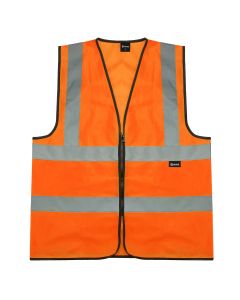 Hi Vis Vest Vest Orange - High Viz Visibility Work Safety Waistcoat - Small