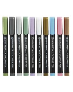 10 Metallic Marker Pens Art Paint Bold Colours 