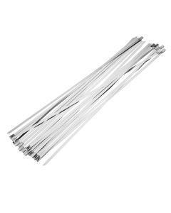 4.6mm x 800mm Stainless Steel Silver Cable Ties  - Pack of 100