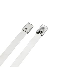 7.9mm x 360mm Stainless Steel Silver Cable Ties  - Pack of 100