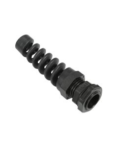 AVARTEK IP68 PG11 Nylon Spiral Gland, 5 - 10mm Cable Range - Black 