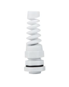 AVARTEK IP68 PG16 Nylon Spiral Gland, 10 - 14mm Cable Range - White