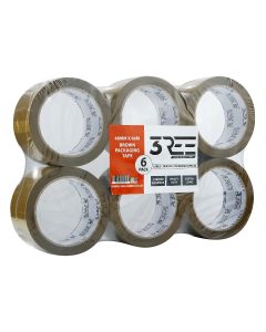 3REE Packaging Tape 48mm x 66m Brown Buff Pack of 6