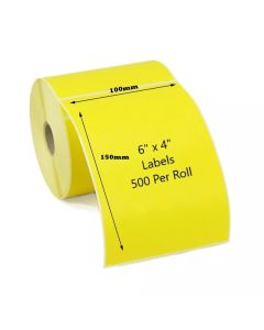4x6" 100 x 150mm Yellow Direct Thermal Labels 500/roll Zebra Toshiba Citizen 6x4