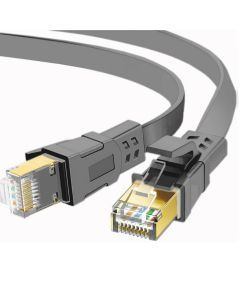 FLAT 25m CAT8 SSTP Shielded 2000MHz 40Gbps High Speed Ethernet Cable RJ45 - Grey