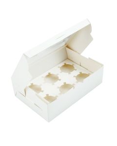 Cupcake Box, Holds 6 (10 Pack) White with Window 