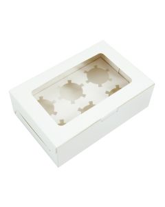 Cupcake Box, Holds 6 (10 Pack) White with Window 