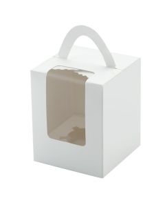 Cupcake Box, Holds 1 (10 Pack) White with Window Size